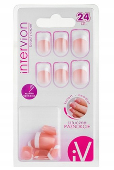 Intervion Umělé nehty Francouzský čtverec 24 ks