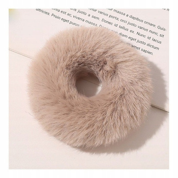 Béžová plyšová měkká guma do vlasů