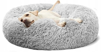 CoolStaff XXL Pelíšek pro kočky Plyšový kulatý šedý 100 cm