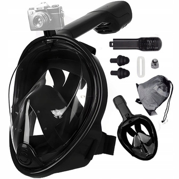 Celoobličejová maska ​​proti zamlžování plavání, šnorchlování, potápěčská maska ​​černá S/M