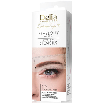 Přesné šablony na obočí Delia Eyebrow Expert s gumou 10 tvarů