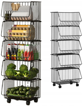 CoolStaff Kuchyňská policová skříňka na kolečkách Knihovna Koše na kolečkách 5 polic 99 cm