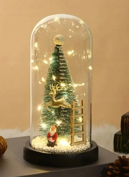 Vánoční stromeček pod křišťálovou kupolí LED dekorace dekorace ve skle světla dárek