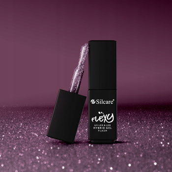 Silcare Flexy Hybrid Gel Hybrid Lak na nehty Flash Glitter Violet Violet