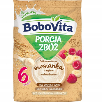 BoboVita Porce obilovin Bezmléčné ovesné vločky s rýží po 6 měsících 170g