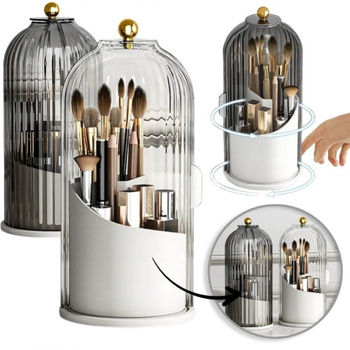 Nádoba organizéru na žebrované kartáče, otočná, otevíratelná grafitová 27 x 12 cm