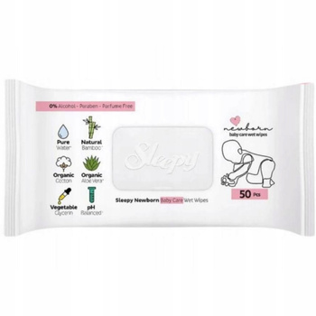 Sleepy vlhčené ubrousky pro děti 99,5% vodní výtažek z aloe 50 ks