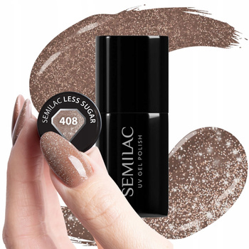 Semilac Hybrid Nail Polish Less Sugar 408 Brown s částicemi 7ml
