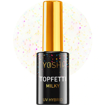 Yoshi Lakier Top Hybrid Topfetti Milky No Wipe Milk s drtiči 10ml