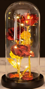 Křišťálová trojitá věčná čajová růže pod skleněnou kupolí Dárek ke dni babičky