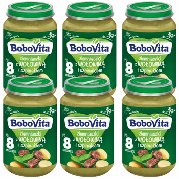Bobovita Dinner Jar Brambory Hovězí špenát po 8 měsících 190 g x 6