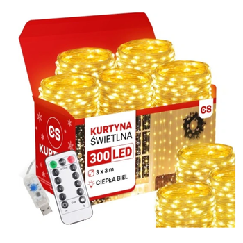 Světelná opona LED světla x 300 vánoční stromeček girlanda na okno 3x3