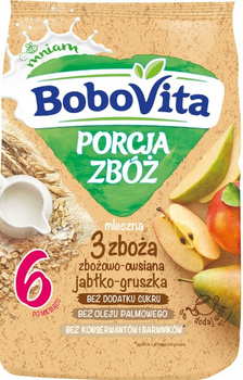 BoboVita Porce 3 cereálií Mléčná kaše Malina Jahoda Banán po 6 měsících 210g