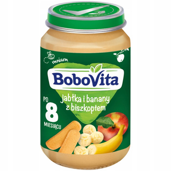 Bobovita Dětský dezert Jablka a banány s piškotovým dortem po 8 měsících 190g