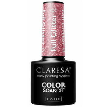 Claresa Hybridní lak na nehty Glitter Pink Full Glitter 8 5g