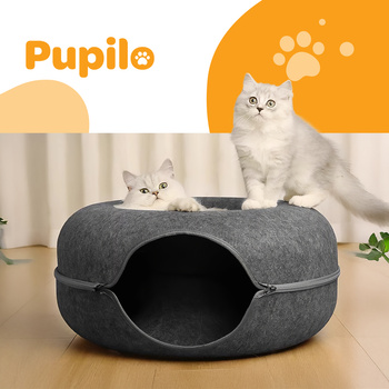 CoolStaff Cat Bed Round Donut Tunnel Black 50x50 cm