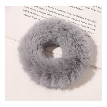 Šedá plyšová měkká guma na vlasy