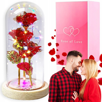 Crystal Triple Eternal Rose in Glass dárek 02