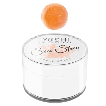 Yoshi Sea Story Coral Coast UV LED stavební gel s oranžovými částicemi 15ml
