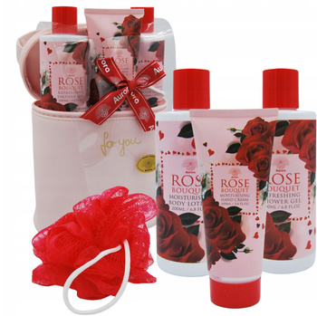 Aurora Dárková sada 5 kosmetických přípravků v kosmetické taštičce Kytice růží Růže
