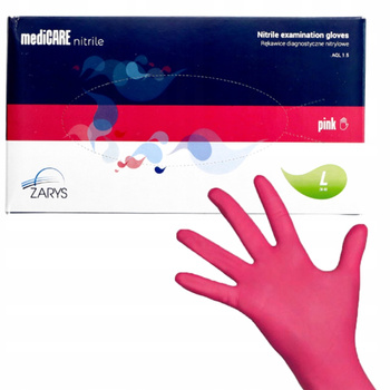 Medicare jednorázové ochranné nitrilové rukavice růžové bez pudru L 100 ks