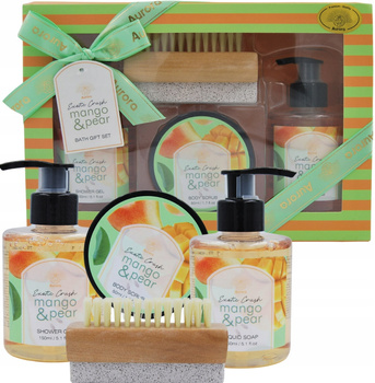 Aurora Dárková sada 3 kosmetiky Mango Hruška s oboustranným štětcem