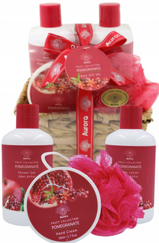 Aurora Dárková sada 4 kosmetiky v proutěném košíku z granátového jablka