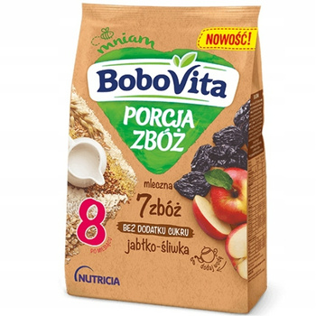 BoboVita Porce 7 obilovin Mléčná kaše Jablečná Švestka po 8 měsících 210g