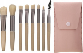 Sada 8 štětců na make-up v růžovém pouzdře