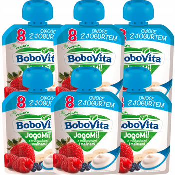 Bobovita JogoMi! Ovoce s jogurtem pro děti Jahoda Malina 80g x 6 ks