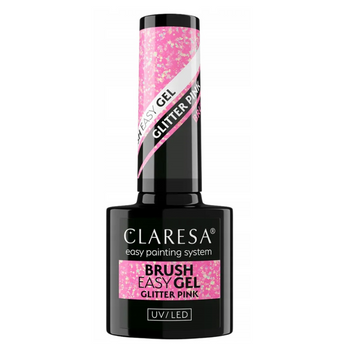 Claresa Brush Easy Gel Building Nail Gel Manikúra Glitter Pink 5g