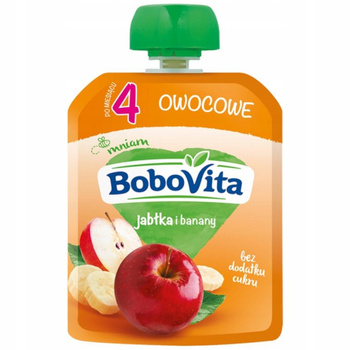 Bobovita ovocná pěna pro děti Jablka a banány bez cukru po 4 měsících 80g
