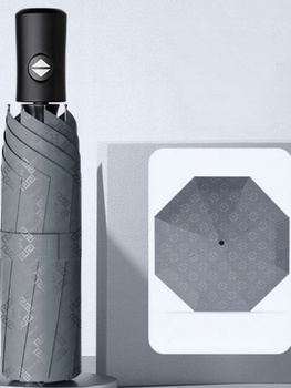 Skládací deštník automatický elegantní šedý šedý potisk H