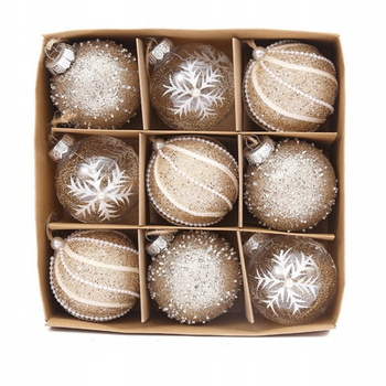 Sada 9 rustikálních zlatých vánočních stromečků 7 cm 01